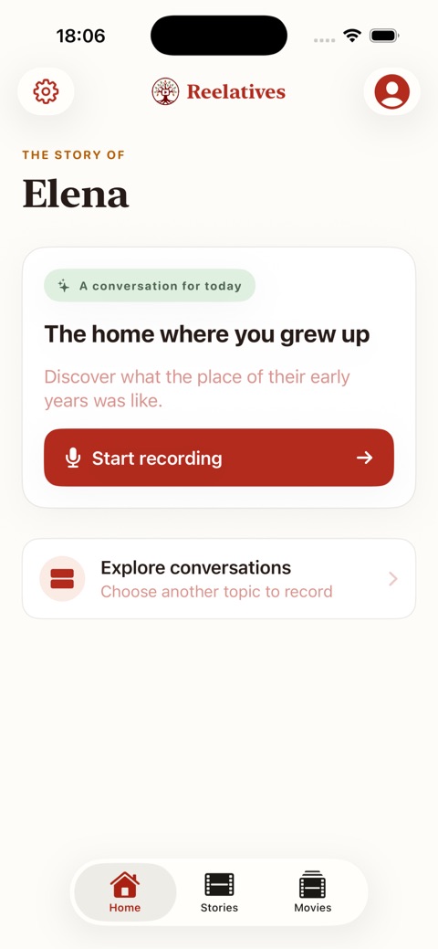 Reelatives prompting a recorded family conversation