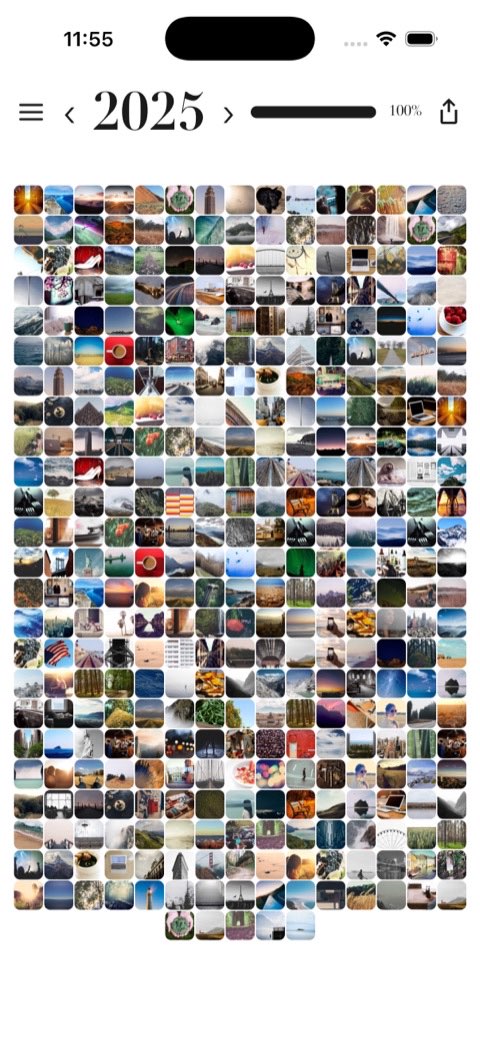 Your Year showing a year of daily photos as a grid